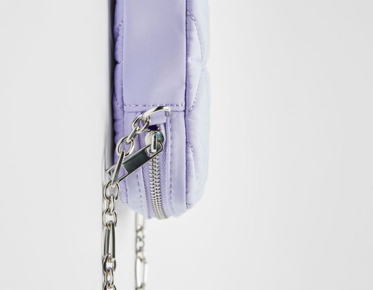 Purple Women's Bershka Quilted Mobile Phone Bags | ZxDyLkFW0rB