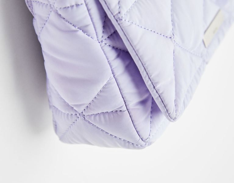 Purple Women's Bershka Quilted Nylon-effect With Thick Chain Bags | rGJbfvLJOMA