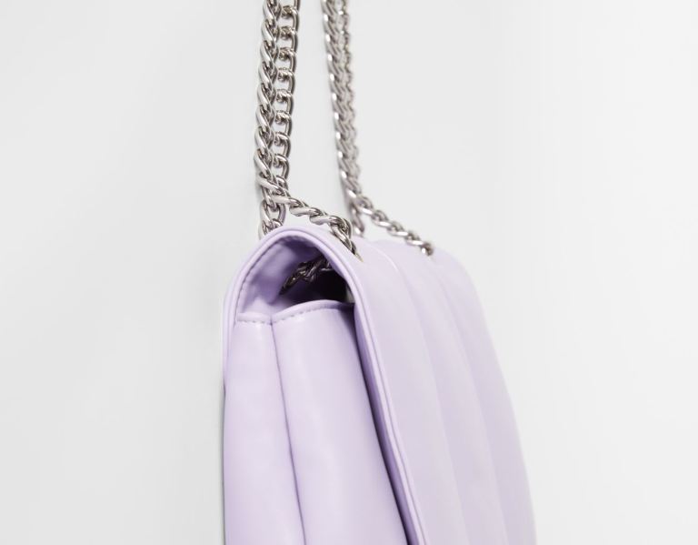 Purple Women's Bershka Quilted With Chain Strap Bags | 3CkH6S8Xkng