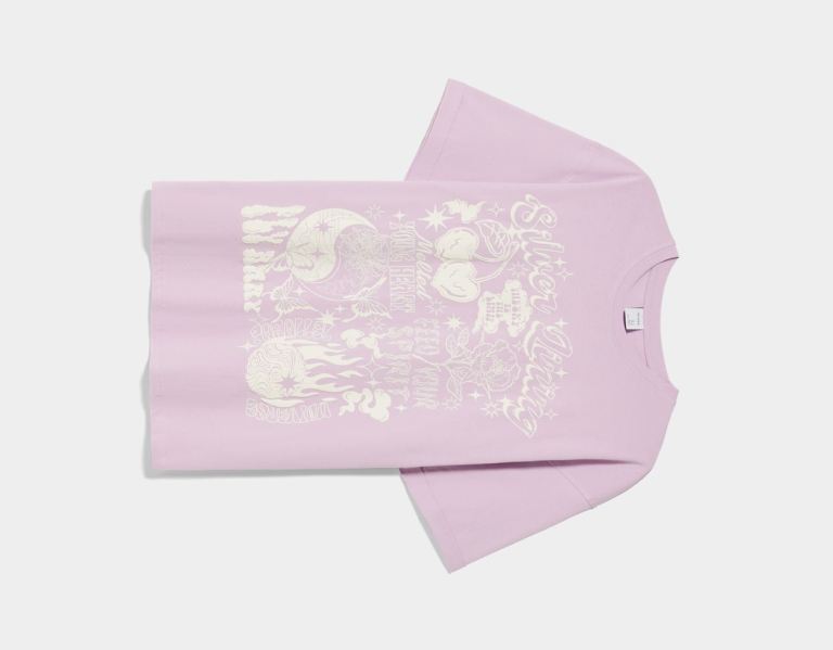 Purple Women's Bershka Short Sleeve With Print T Shirts | hG24HIVz5Wb