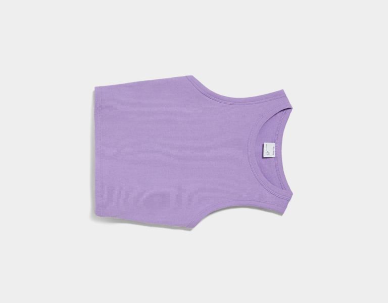 Purple Women's Bershka Sleeveless Ribbed Tops | CJO4yIWcQ4i