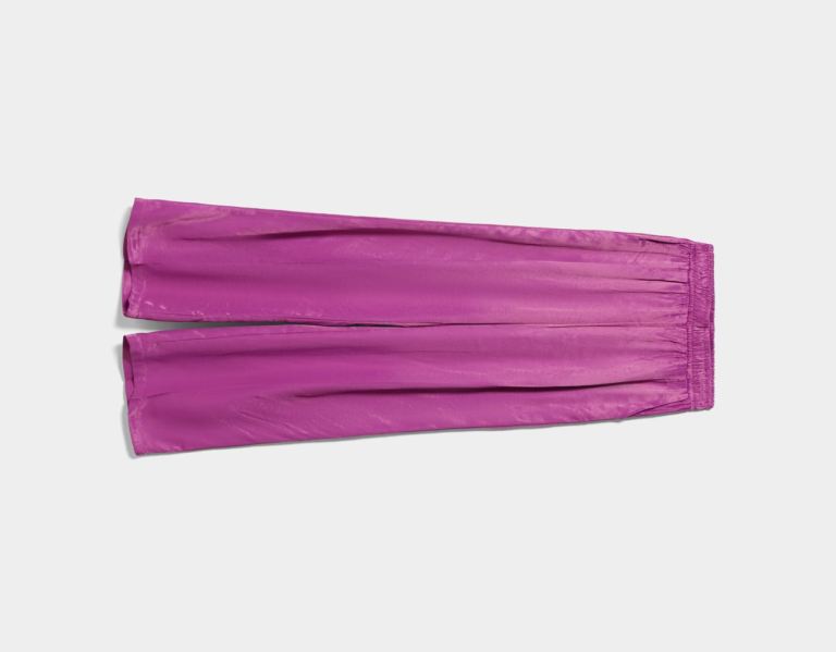 Purple Women's Bershka Wide-leg Satin With An Elastic Waistband Pants | tOFZeTYXCOZ