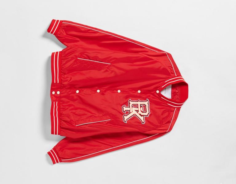 Red Men's Bershka Lightweight Faux Nylon Varsity Jackets | fEQjUThUUSv