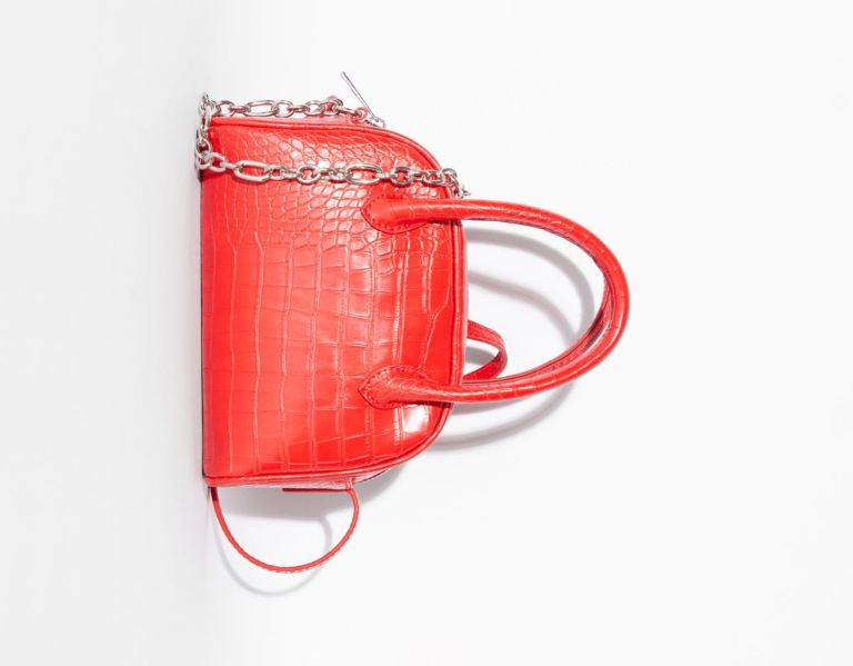 Red Women's Bershka Mini Mock Croc Bags | CTKUrqrfQ3l