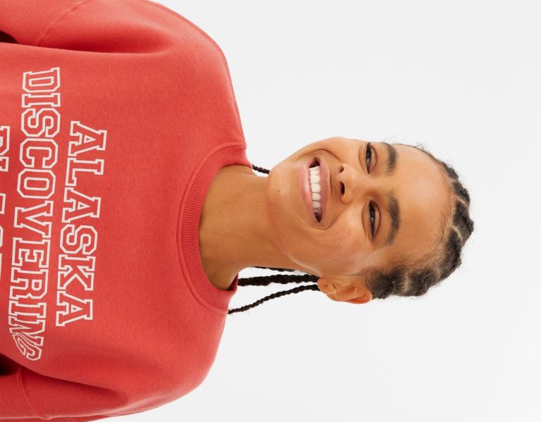 Red Women's Bershka Oversize Printed Sweatshirts | A0mexKwQJch