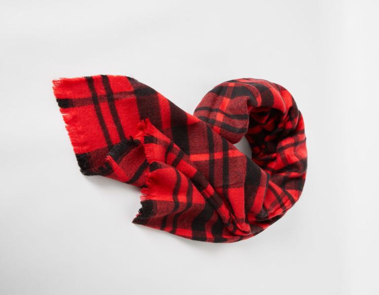 Red Women's Bershka Plaid Scarves | Hsz4vh6WbiJ