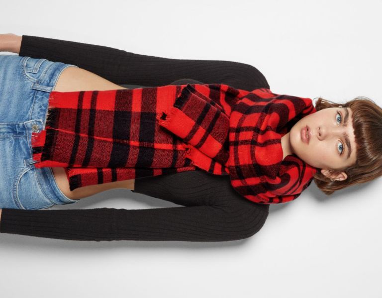 Red Women's Bershka Plaid Scarves | Hsz4vh6WbiJ