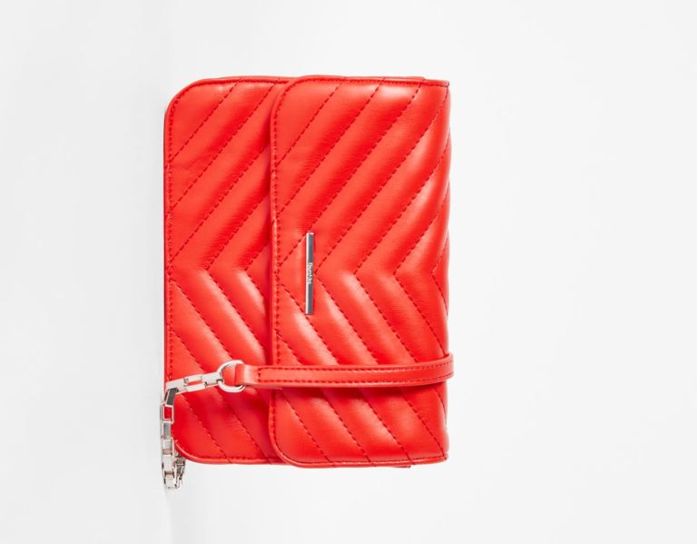 Red Women's Bershka Quilted Hand With Chain Bags | fYWkm7nnY6x