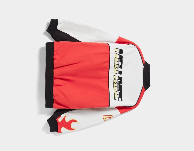 Red Women's Bershka Racing Print Bomber Jackets | RD3pe9hSnPG