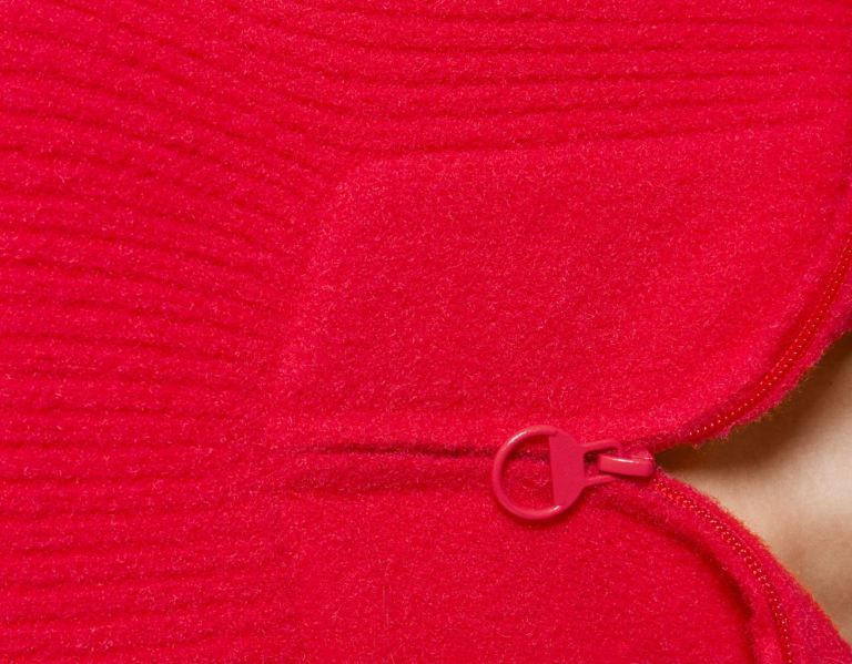 Red Women's Bershka Ribbed Roll Neck Sweater With Zipper Sweaters | EjSpU3kPBLG