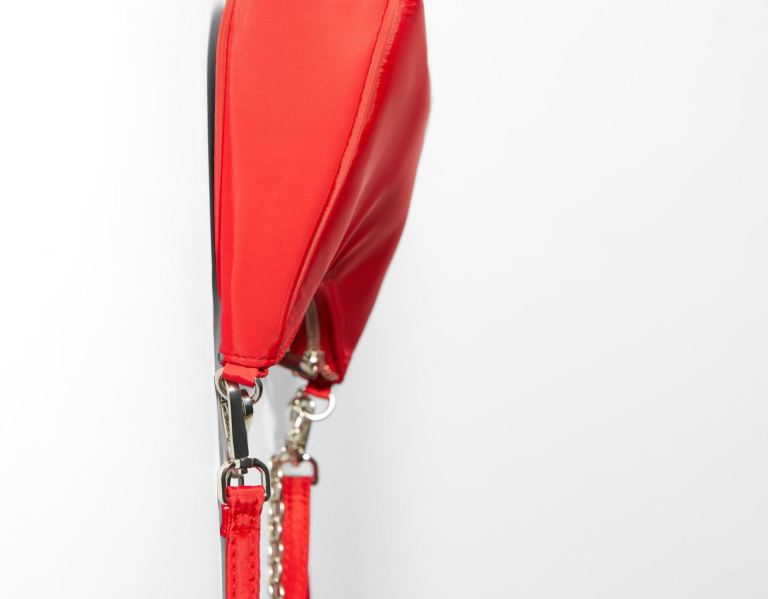 Red Women's Bershka Satin With Chain Bags | PXo0h6D9DOR