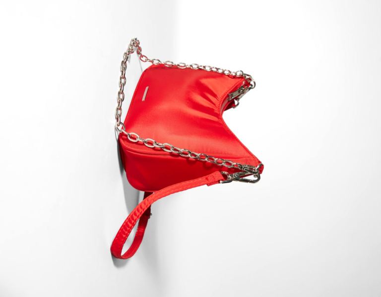 Red Women's Bershka Satin With Chain Bags | PXo0h6D9DOR