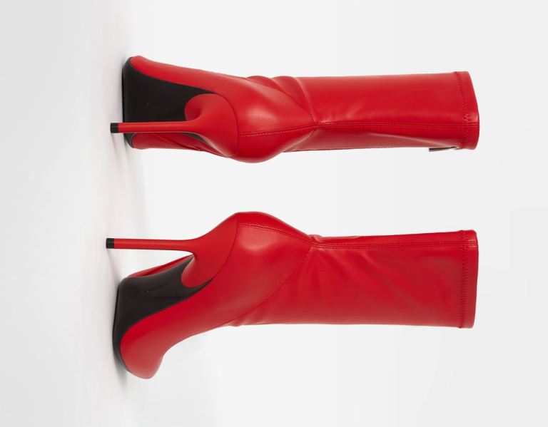 Red Women's Bershka Tailored High-heel Ankle Boots | yJVKSirf6BT