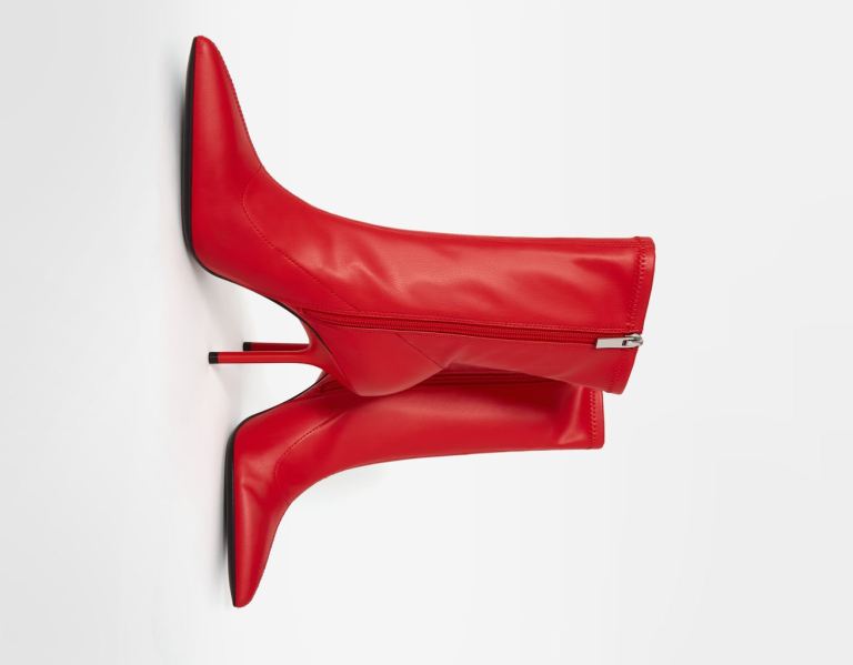 Red Women's Bershka Tailored High-heel Ankle Boots | yJVKSirf6BT