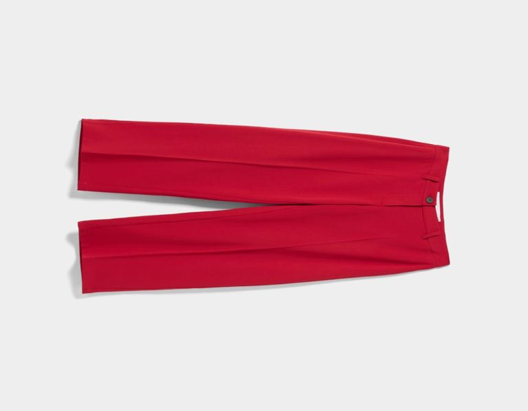 Red Women's Bershka Wide-leg Pants With Belt Loops Suits | LNdpSxooieo