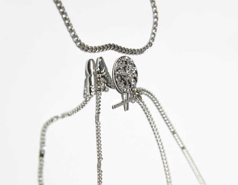 Silver Men's Bershka Butterfly Necklace Jewelry | EjYh5qODB0Y