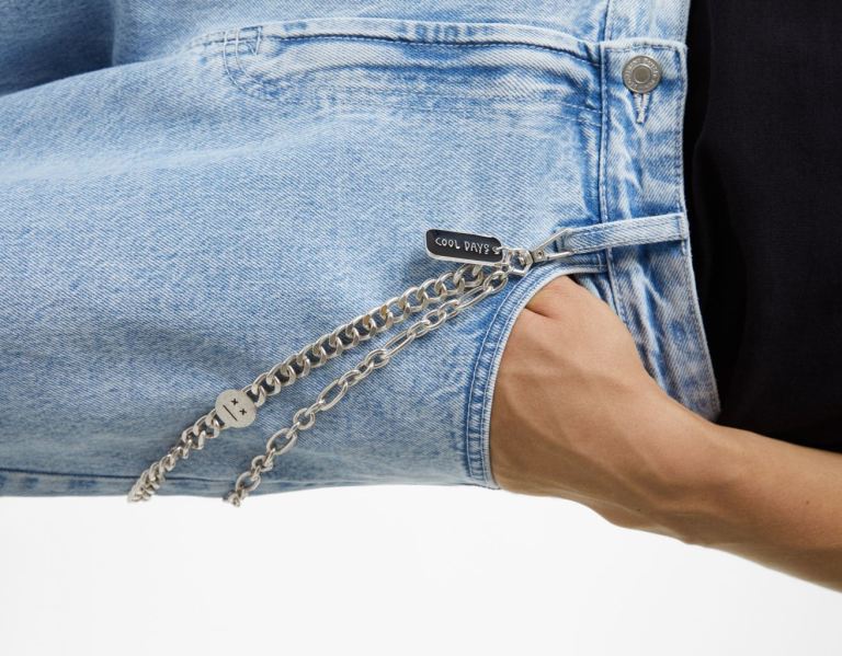 Silver Men\'s Bershka Chain Key Ring Belts | a7Xw32xk4Mf