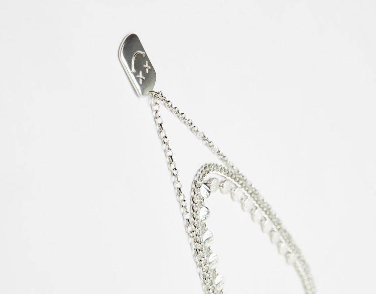 Silver Men's Bershka Necklace With Detail Jewelry | fOhM1BIA5DY