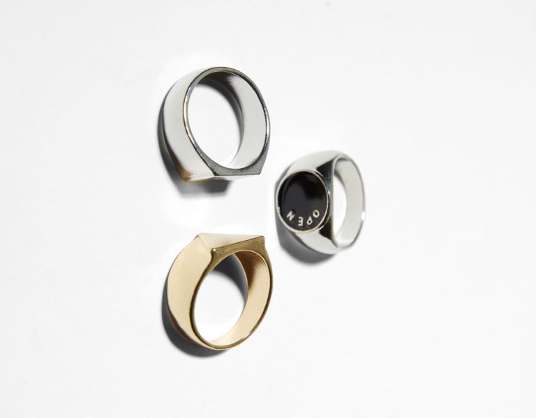 Silver Men's Bershka Set Of 3 Triangle Rings Jewelry | uwU6PmHBAHM