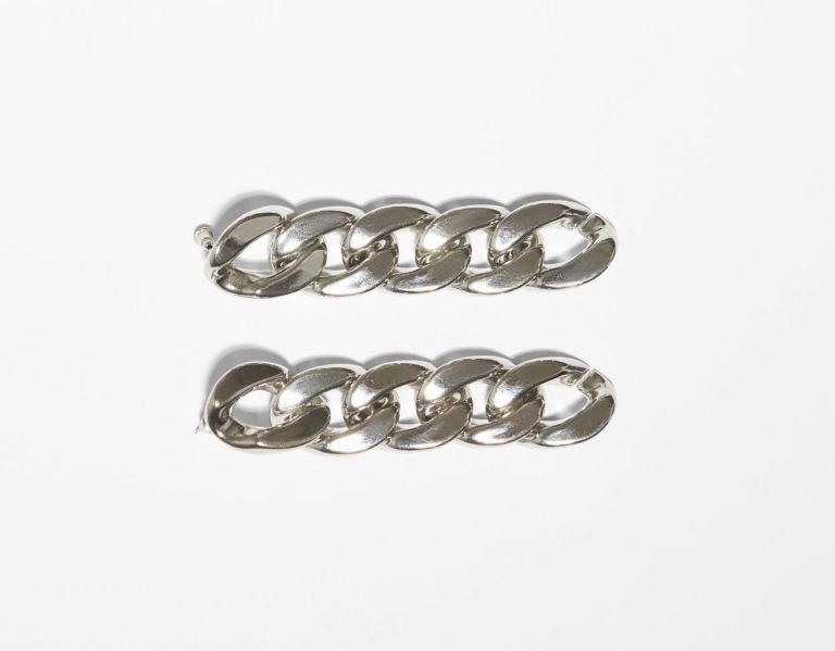 Silver Women's Bershka Chain Earrings Jewelry | BbtLfTFyca8