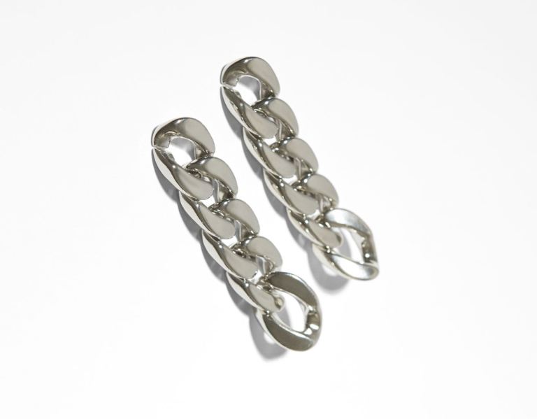 Silver Women\'s Bershka Chain Earrings Jewelry | BbtLfTFyca8