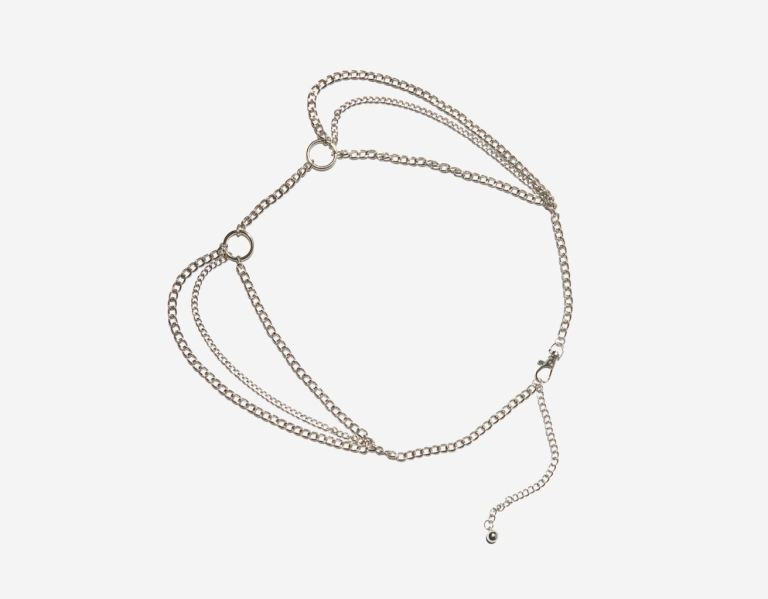 Silver Women's Bershka Chain With Rings Belts | ysstjTLhcJX