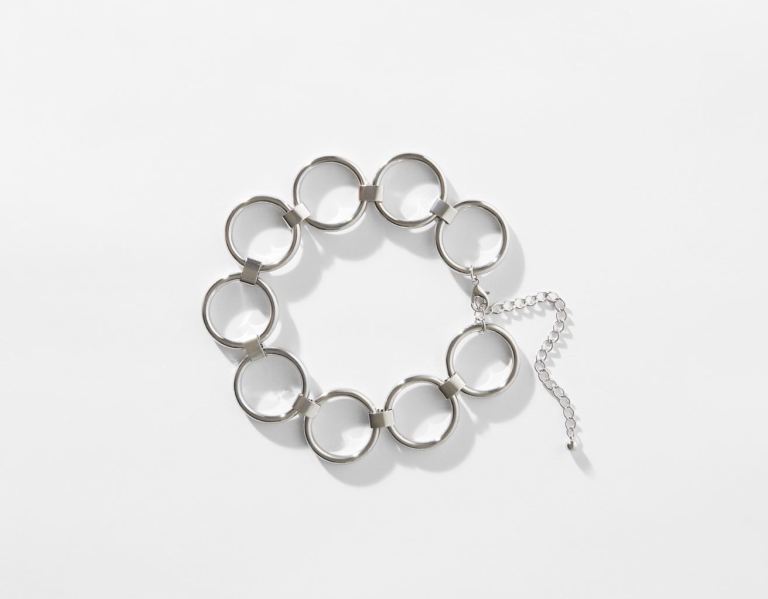 Silver Women's Bershka Choker Necklace With Circles Jewelry | S2QCZhz63xl