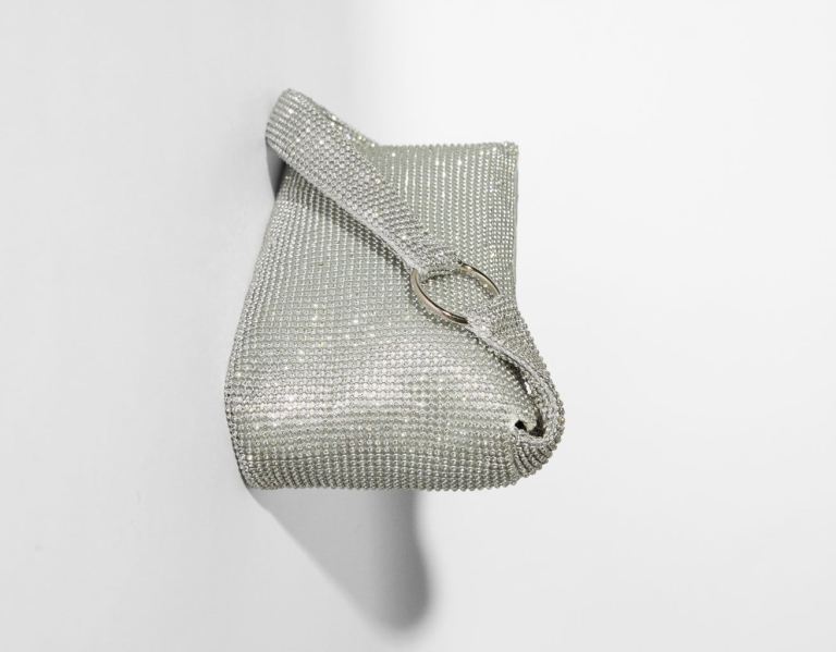 Silver Women's Bershka Rhinestone With Handle And Ring Detail Bags | 9rjFlDxdoij