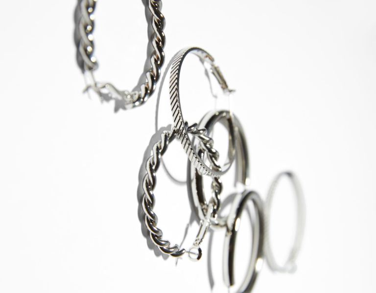 Silver Women's Bershka Set Of 3 Pairs Of Hoop Earrings Jewelry | ofH6rCiWXnP