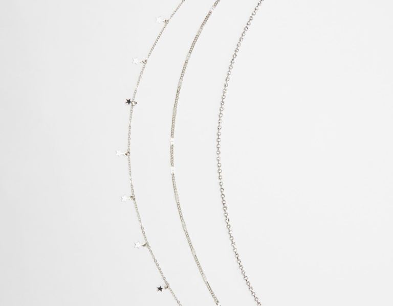 Silver Women's Bershka Star And Bejeweled Waist Chain Jewelry | xq9WFXgltuR