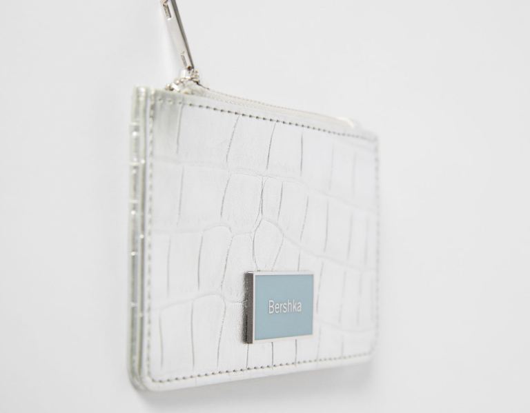 Silver Women's Bershka Textured Card Holder Bags | l5blpf5TrjZ