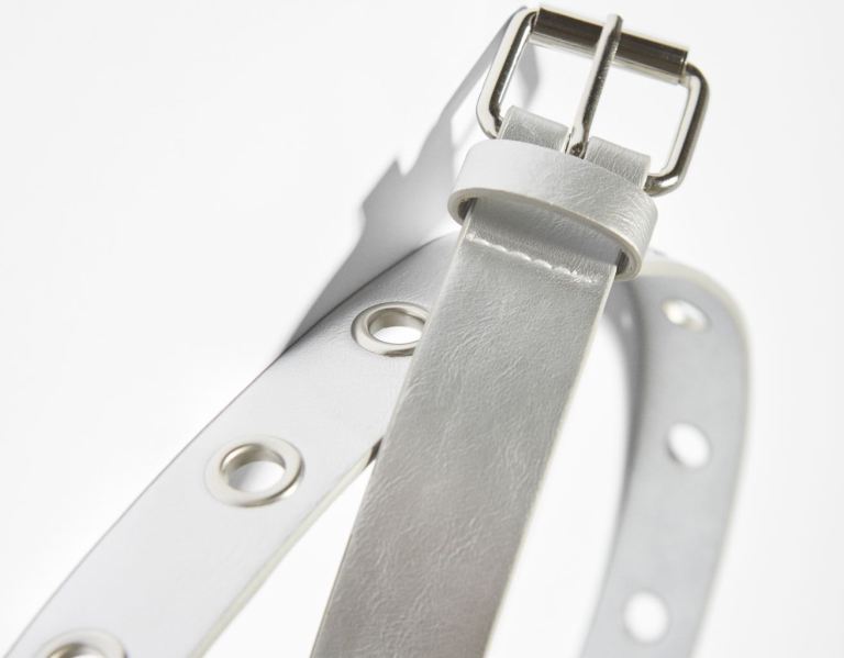 Silver Women's Bershka With Eyelets Belts | ZtLfgbA4Ytz