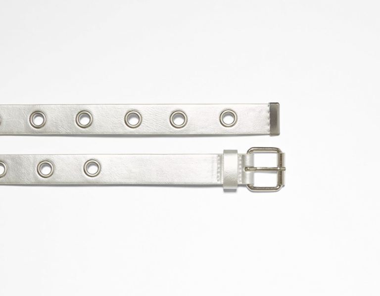 Silver Women's Bershka With Eyelets Belts | ZtLfgbA4Ytz