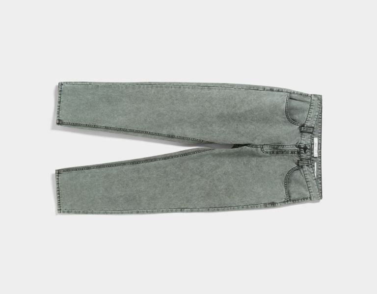 Turquoise Men's Bershka Faded Canvas Jeans | Rn2Byo9OLgd