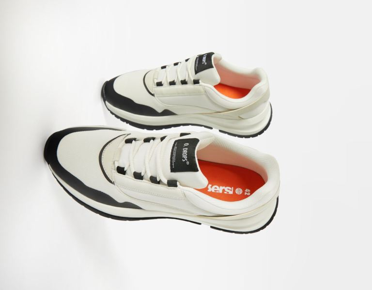 White Men's Bershka Combined Fabric Sneakers | 65Zs13VRmtd