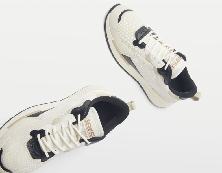 White Men's Bershka Contrasting Mesh Sneakers | 03OkLwfV7AA