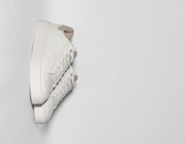 White Men's Bershka Contrasting Trainers | ArRVPaV4V7H