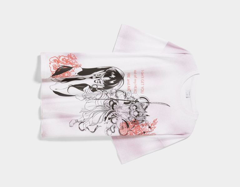 White Men's Bershka Extra Loose Fit Short Sleeve With An Anime Print T Shirts | 05yEYPaa8bY