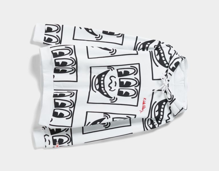 White Men's Bershka Hoodie With Keith Haring Print Tracksuits | yO63HdgdQCc