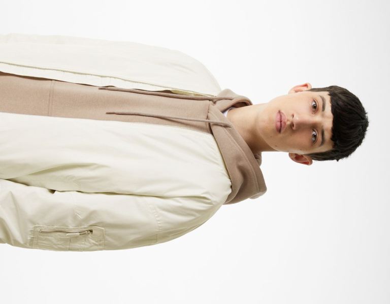 White Men's Bershka Lightweight Nylon-effect Bomber Jackets | XEeIV2kWygo