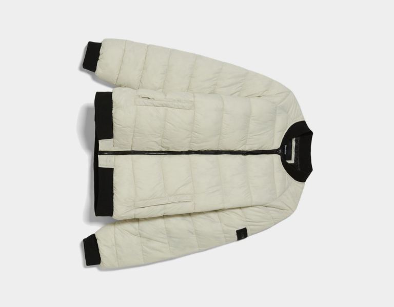 White Men's Bershka Lightweight Puffer Bomber Down Jackets | eb6g34aoEUT