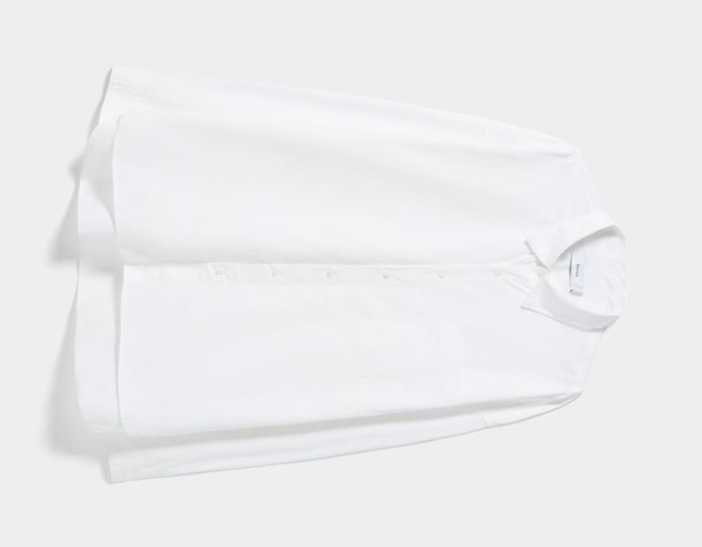 White Men's Bershka Long Sleeve Poplin Shirts | 7K4Y4Mue6SC