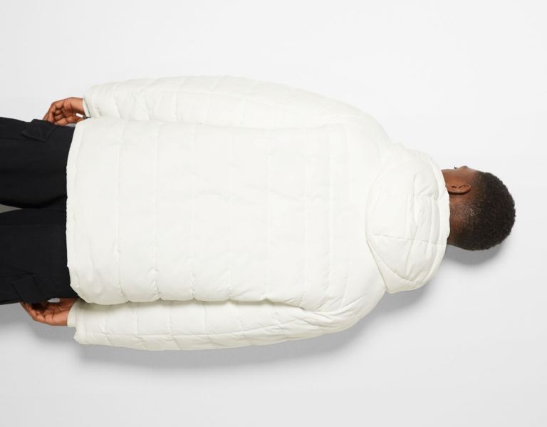 White Men's Bershka Puffer With Pouch Pocket Jackets | 8wsqdlroQ6I