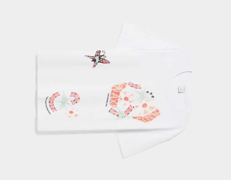 White Men's Bershka Regular Fit Short Sleeve With An Art Print T Shirts | 0upkIe2nJTh