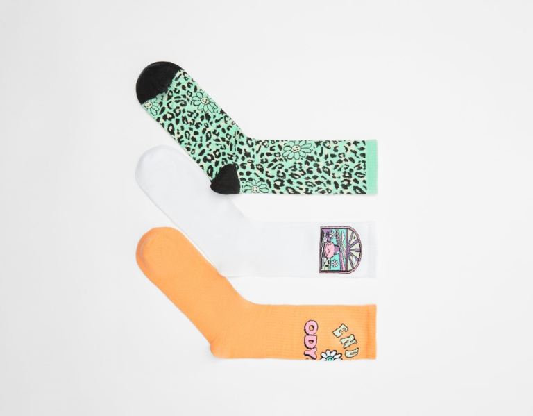 White Men\'s Bershka Set Of 3 Animal Print Socks | tuoZgxeaHq2