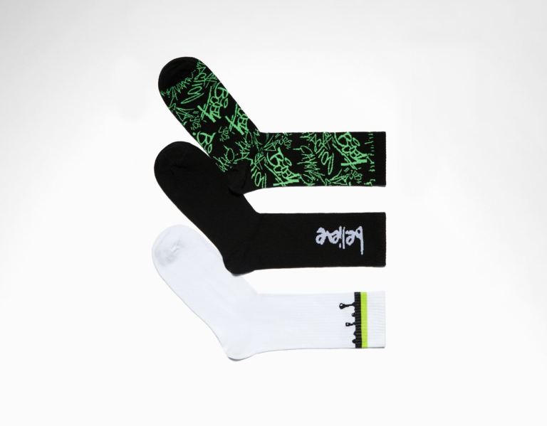 White Men's Bershka Set Of 3 Print Socks | 7m9t8eFXEYL