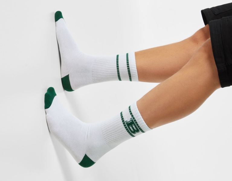 White Men's Bershka Set Of 3 Varsity Socks | frRNFN8smw7