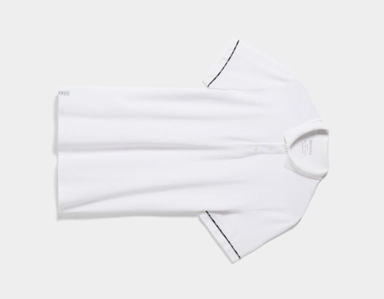 White Men's Bershka Short Sleeve Piqué Polo Shirt T Shirts | qv8JpY9xlLU