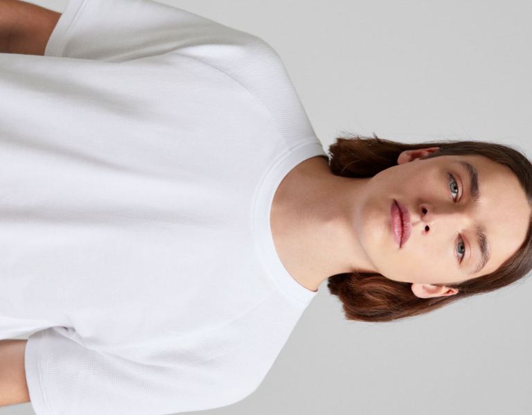 White Men's Bershka Short Sleeve Waffle-knit Piqué With Raglan Sleeves T Shirts | XYEdepbKZkm