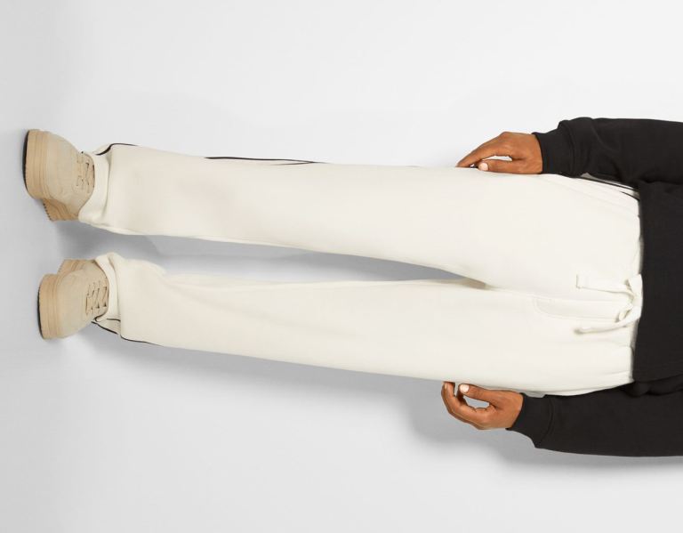 White Men's Bershka Wide-leg Pants | 0ljvnbgEJ8D